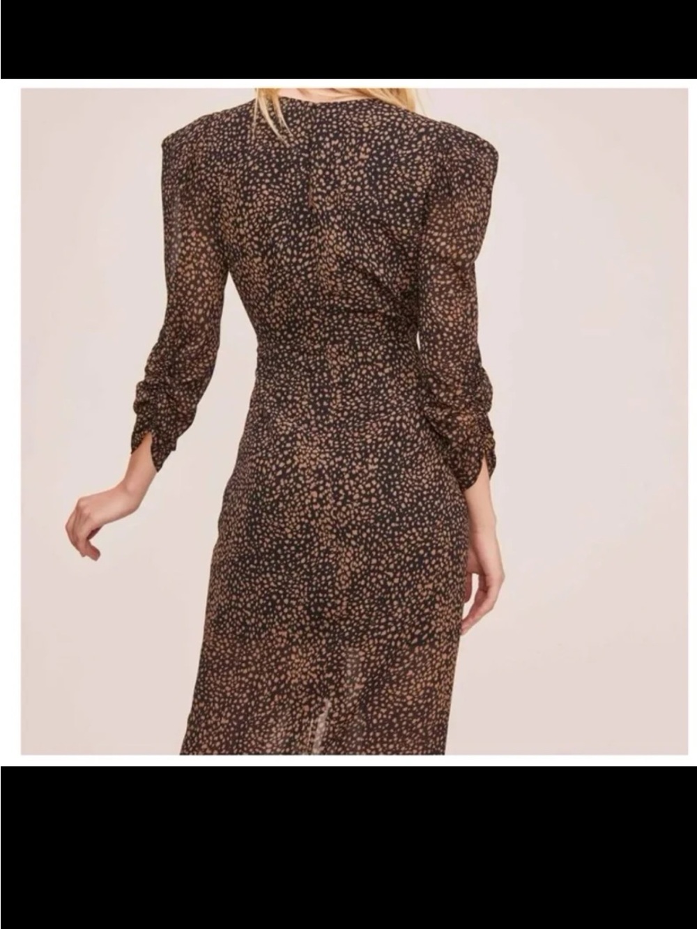 NWT ASTR the Label Ruched Front Midi Dress in Black/Taupe print 
 Size XL - Picture 5 of 12